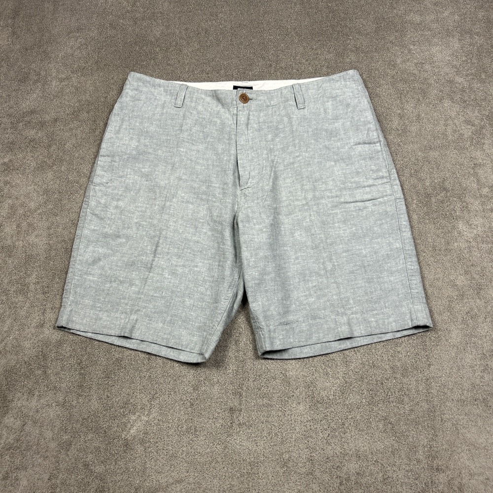 J Crew Linen Blend Shorts Mens 35 Gray 9" Inseam Summer Casual Chino